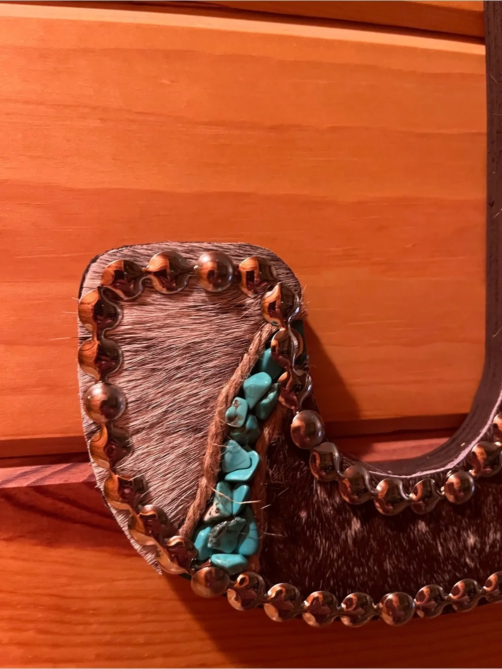 Decorative Western Letter J with cowhide and Turquoise Accents